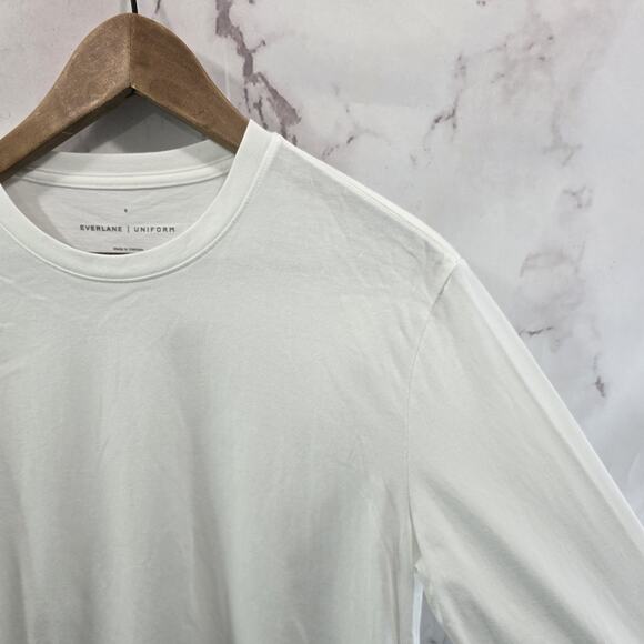 Everlane Shirt Mens Small White Long Sleeve Crew Cotton T Tee Uniform - Picture 10 of 10